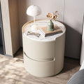Italian round bedside table solid wood classy sense normcore bedroom slate bedside table casual modern accessible luxury storage cabinet
