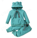 Spring/autumn kids' two-piece outfit set: hooded top and pants with large pockets for baby boys and girls. factory direct, ships in bulk