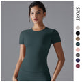 European and american nude feel yoga top quick-dry short sleeve t-shirt sports cover-up outdoor running training fitness short sleeve women's top