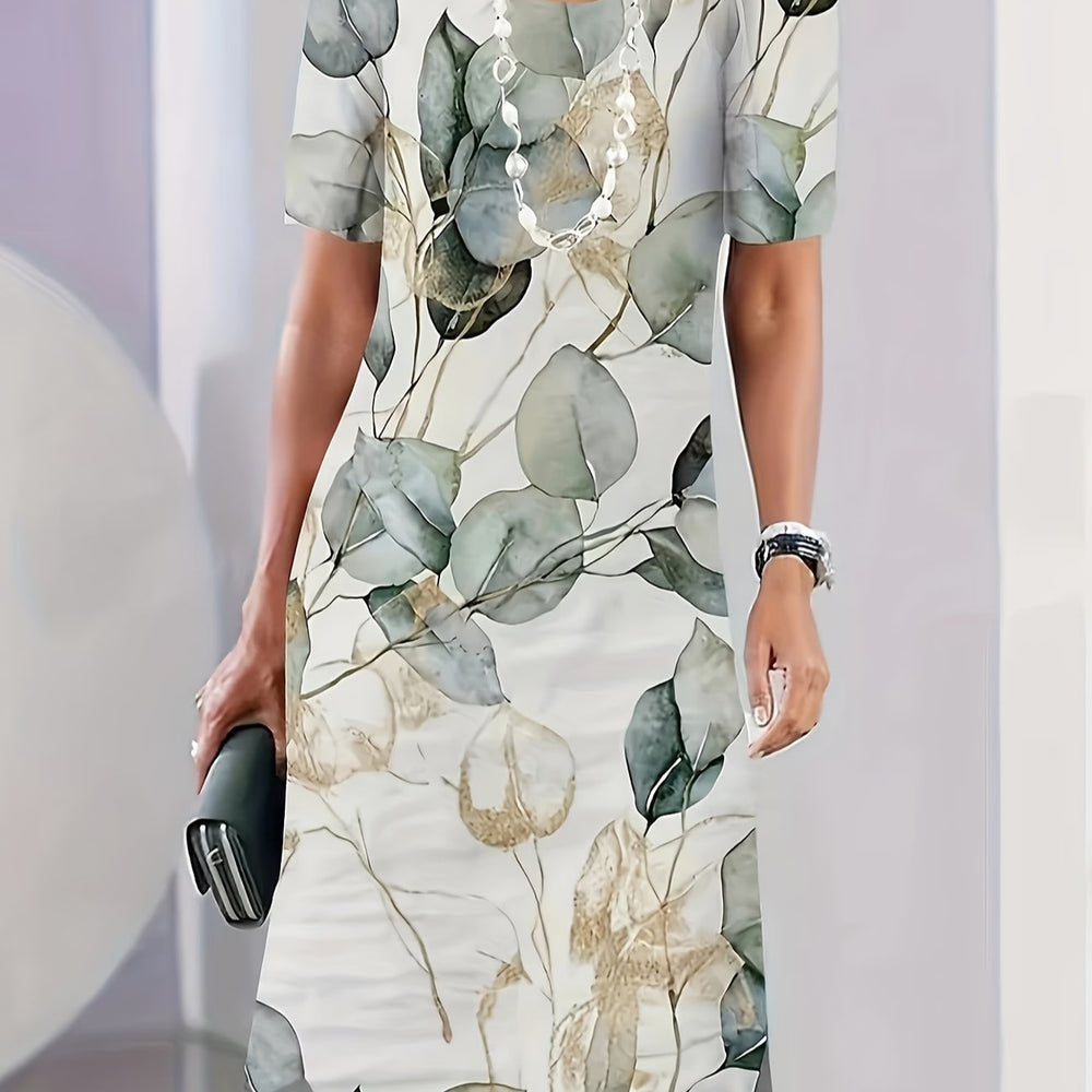 wholesale women's short-sleeved dresses, fashionable women's dresses for spring, summer, and autumn, new cross-border printed designs