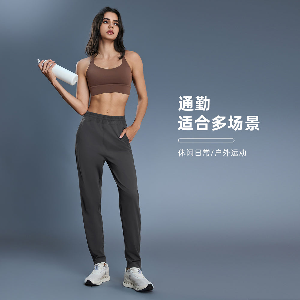 Women's casual sports pants - solid color, versatile, lightweight, breathable, zippered cuffs, convertible style, fitness running trousers d25174