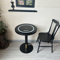 Hotel negotiation table retro dining table with wireless charging bluetooth audio all solid wood desktop small round table desk