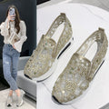 women's fashion flat heel hidden wedge mesh breathable casual flats - supports cross-border platforms and dropshipping