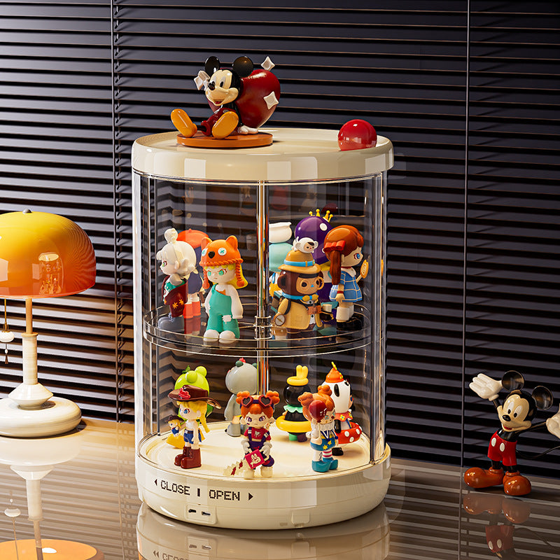 Rotating blind box display box labubu figure collection box dustproof transparent vinyl doll rabub display cabinet