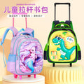 2026 new 3d dinosaur kindergarten trolley backpack - large capacity, lightweight, and easy-push cart backpack