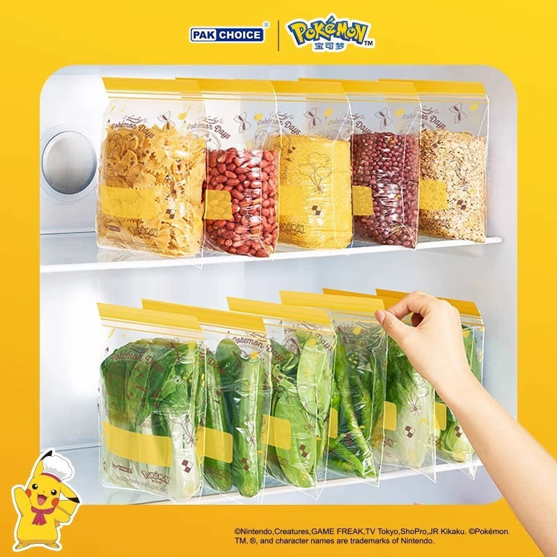 Pokémon sealed bag food grade fresh-keeping bag thickened refrigerator for home ziplock bag fruit snack double rib storage bag