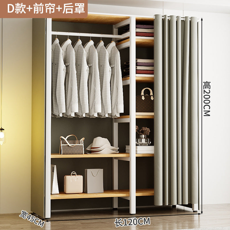 Wardrobe Home Bedroom Simple Assembly Storage Cabinet Rental Room Shelves Strong and Durable Open Wardrobe