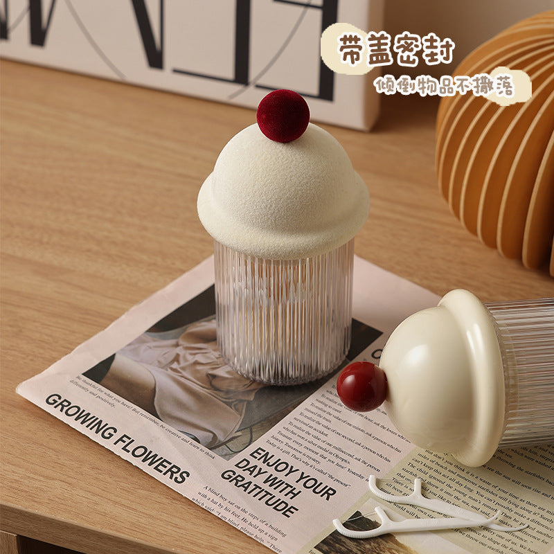 Household dust-proof toothpick storage box with lid, dining table floss box, creative desktop cotton swab box, transparent snack box.