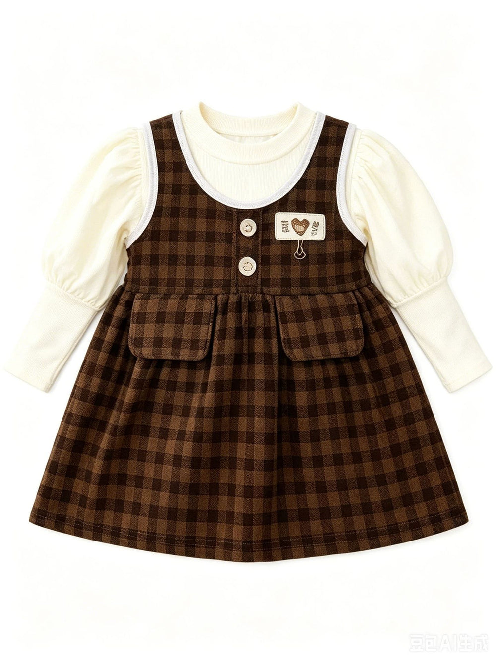 Girls' spring/autumn fashionable dress - new two-piece style, baby/kids plaid warm korean style skirt