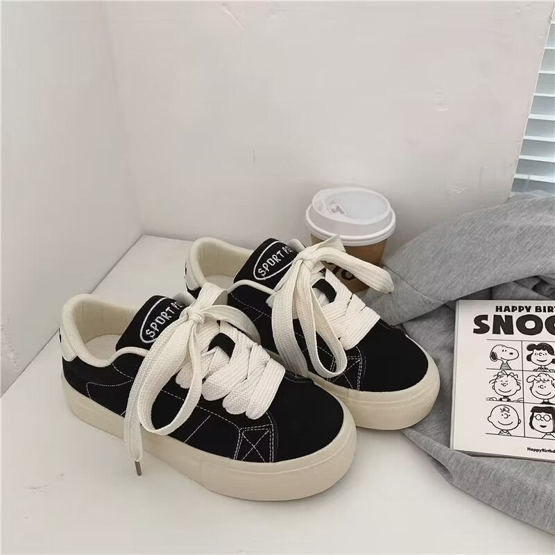 2026 spring new arrival: versatile canvas sneakers for women - trendy ins style, nubuck leather, korean harajuku style, student skate shoes