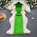 Lightly mature elegance style sleeveless high collar knittingdress female k-style silmslimming lookelegant slit a-line skirt work clothing