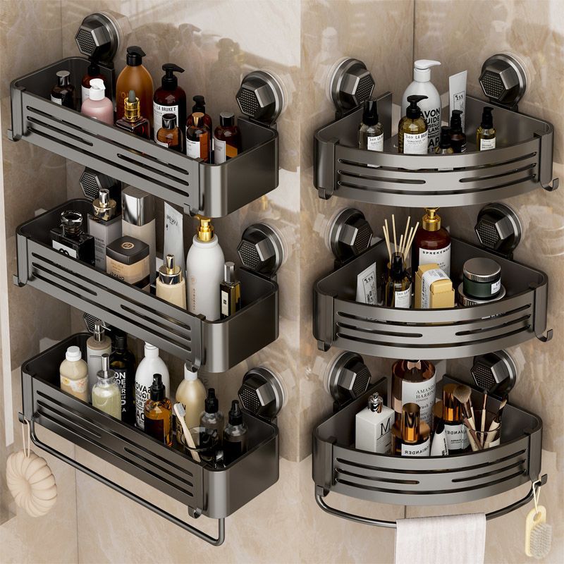 Bathroom suction cup shelf, corner-free wall-mounted organizer for washbasin, bathroom, toilet, and shower – triangular storage rack