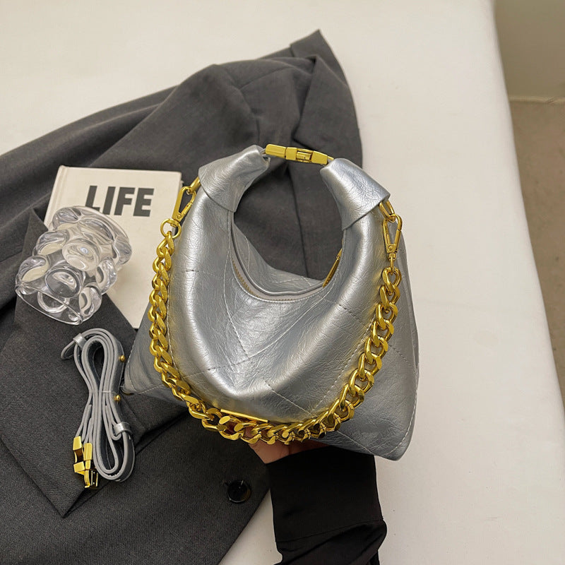 Cross-border delivery 2025 spring and summer new light luxury fashion chain handbag diamond underarm bag women's shoulder messenger bag