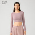 Women's yoga top with built-in bra pads, running & fitness cropped stretch top, new slim-fit long sleeve activewear - daw197