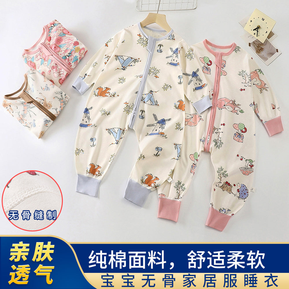 Infant lightweight sleeping bag, 100% cotton class a, all-season baby anti-kick quilt, children's split-leg sleeping bag, unisex bodysuit
