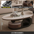 Wabi-sabi style coffee table, oval rock slab combination, small apartment home living room, retro high-end storage design tea table