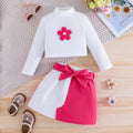 fashionnew arrivalfall and winterfashion small turtleneck with small flowers long sleevestops+bowspatchwork half sleeves