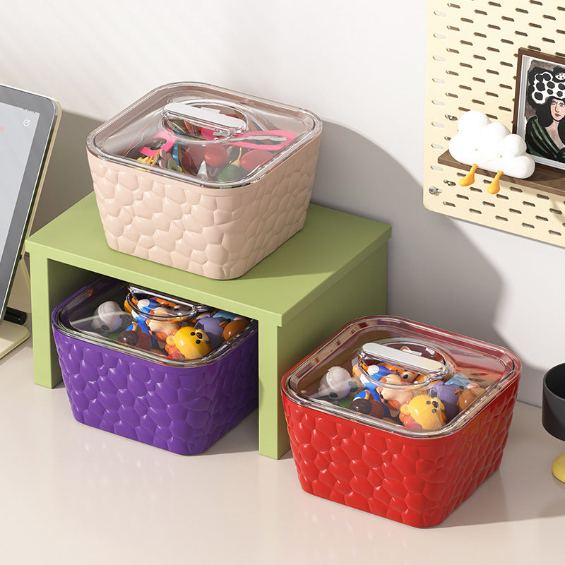 Cross-border dopamine girl rubber band hand jewelry box large capacity desktop hair band box with lid hairpin jewelry storage box