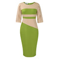 D399 african plus size women's clothing independent website  new fashion color block bodycon dress plus size foreign trade dress