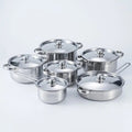 Wholesale stainless steel cookware set cross-border 12pcs cookware set household soup pot milk pot frying pan combination cookware pot