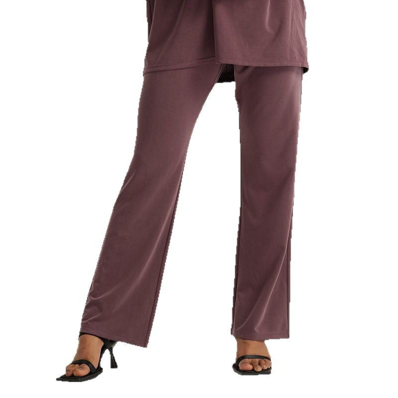 new women's loose fit active pants - elastic waistband, slimming straight leg, everyday running & fitness long pants
