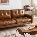 Double french straight leather sofa scandinavianretrofor home living room brown nebula longjiang sofa small apartment