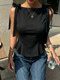 fashionnew arrival sleeveless tops bowstie back waist slimming lookrufflestops women's summer