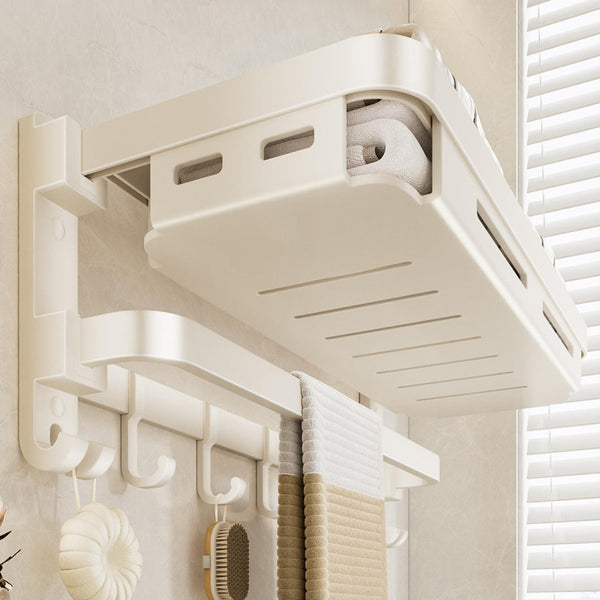 Cream wind towel rack No punching bathroom rack Toilet space aluminum pendant Integrated wall hanging bath towel rack