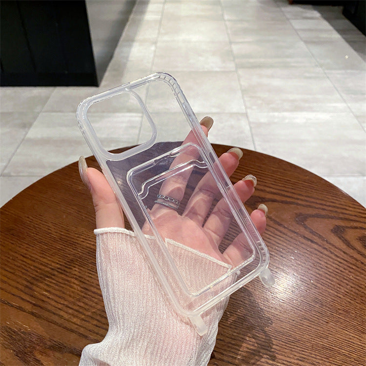 Creative card holder compatible with apple 16 pro, anti-drop transparent card case, iphone 13 minimalist soft protective cover
