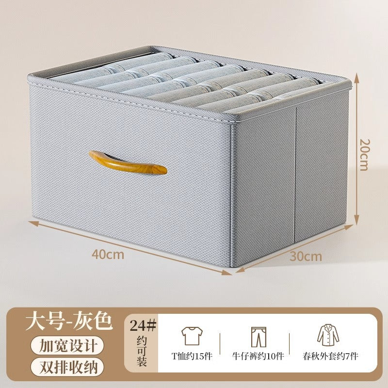 Clothes storage box, household wardrobe layered sorting box, clothing pants fabric drawer type folding storage artifact