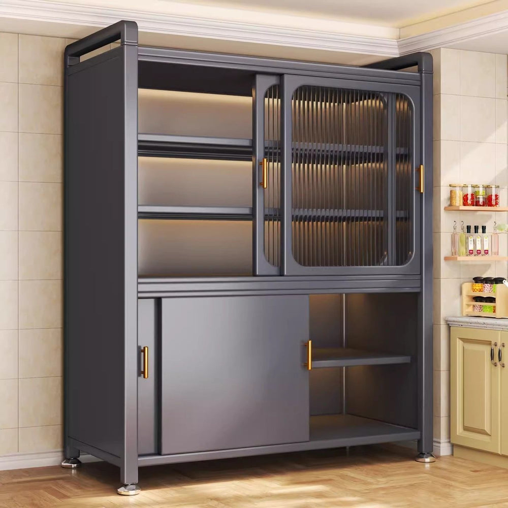 Kitchen storage rack multi-layer floor-standing storage sideboard sliding door dust-proof cabinet multi-functional storage cabinet bowl cabinet