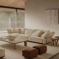 Italian normcore fabric sofa, lazy living room petal sofa, classy cotton and linen large flat layer straight row corner sofa