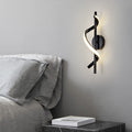 Minimalist black wall lamp - creative curved soft light wash, italian-inspired light luxury for bedroom bedside, living room background wall