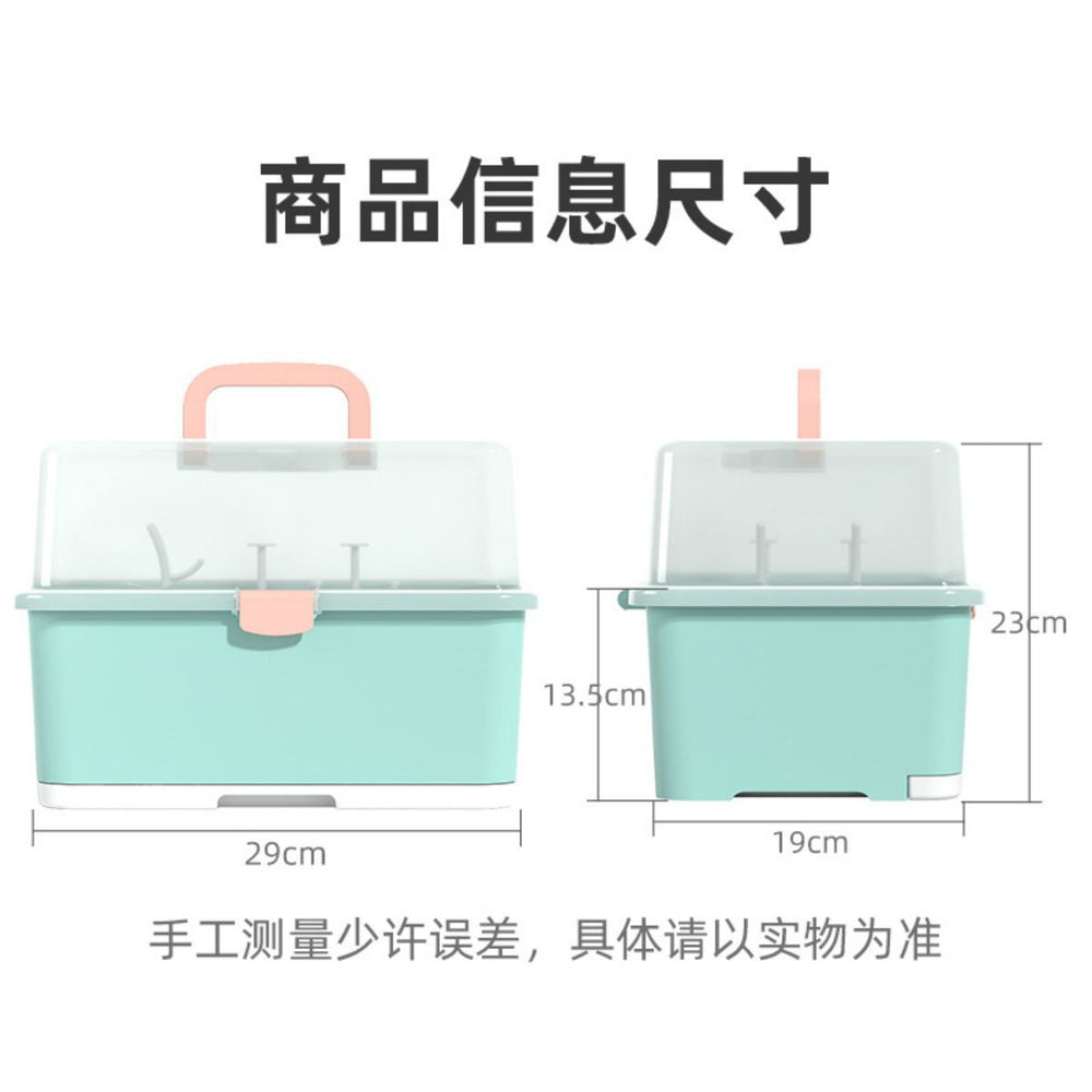 Baby bottle storage box drain rack portable large baby tableware storage box bottle box with cover dustproof