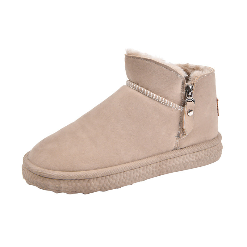Snow boots women's short tube 2025 new boots women's plush thickened Korean version warm and non-slip short plush cotton shoes tide