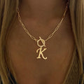 hot-selling initial stainless steel paper clip letter simple and versatile pendant necklace women's necklace clavicle chain