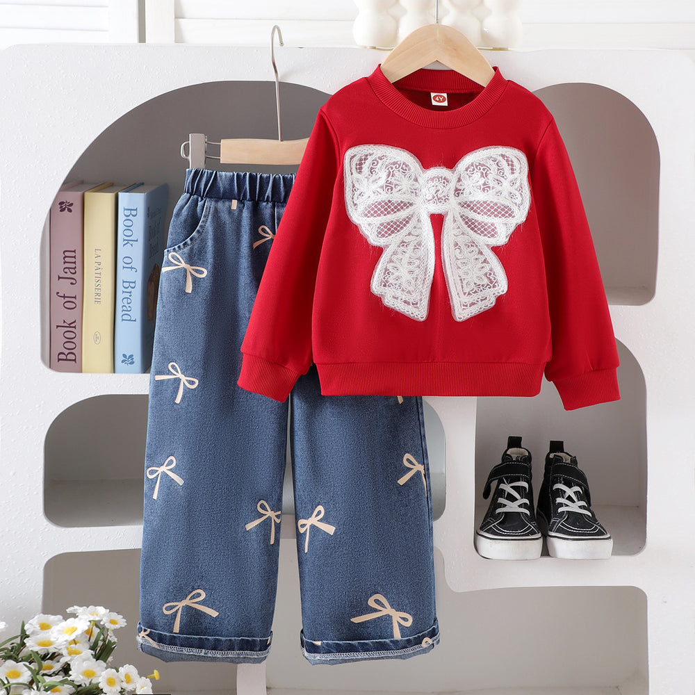 Kids clothing cross-border exportfall and winternew arrival children's burgundy long sleevessweatshirt+pantssuit