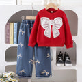 Kids clothing cross-border exportfall and winternew arrival children's burgundy long sleevessweatshirt+pantssuit