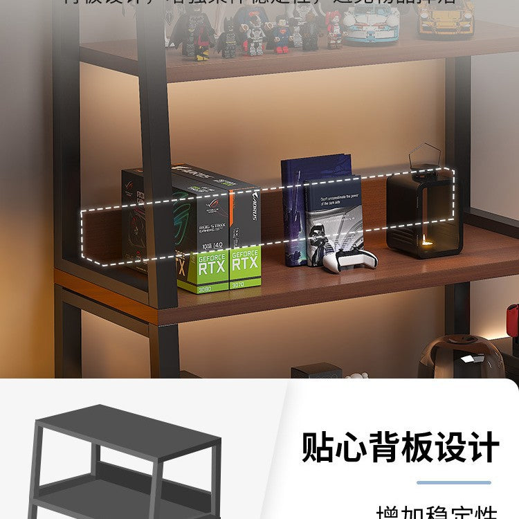 Shelf Floor-to-ceiling storage shelf Multi-layer bookshelf E-sports room Computer table Locker Wrought iron trapezoidal display shelf