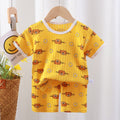 New summer children's loungewear set: lightweight casual cotton pajamas for boys and girls - perfect for air conditioning. two-piece set