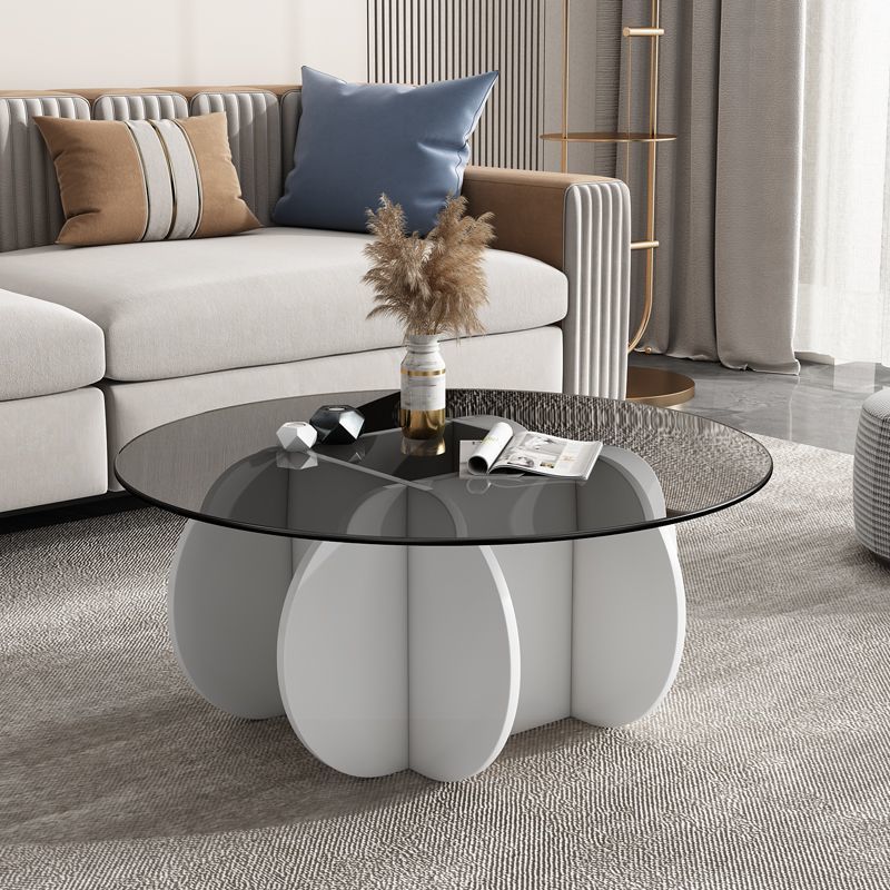 Accessible luxury tempered glass coffee table living room for home small apartment slate round popular creative normcore balcony tea table