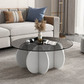 Accessible luxury tempered glass coffee table living room for home small apartment slate round popular creative normcore balcony tea table
