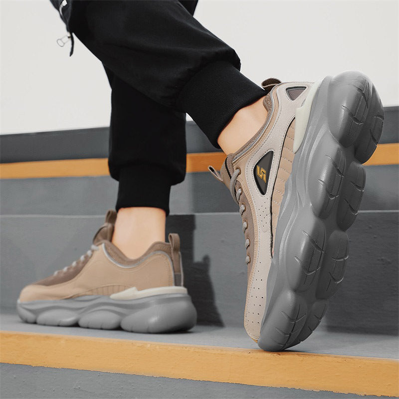 S standard retro style panda shoes leather surface thick sole shock absorption sports running shoes trendy versatile casual dad trendy shoes generation