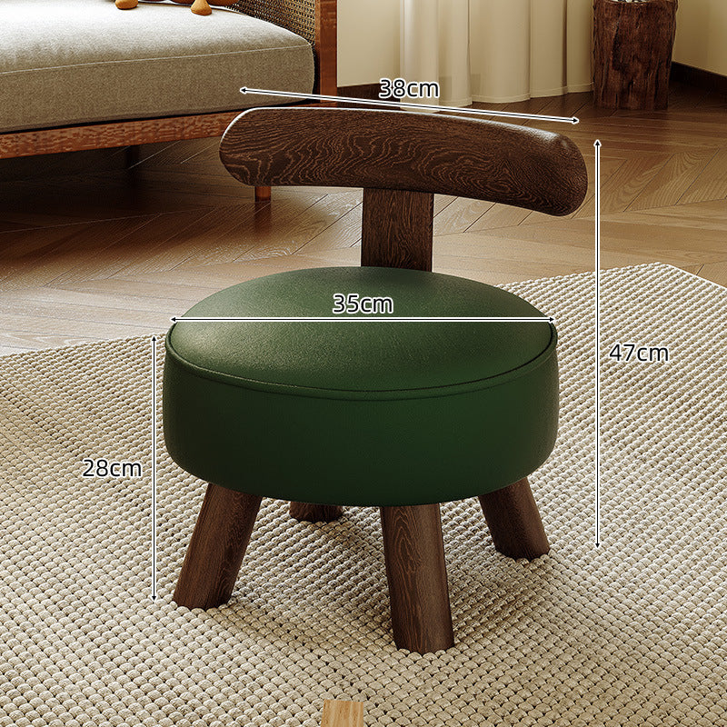 Cream wind small stool solid wood high stool living room small bench sofa stool low stool makeup stool home door shoe changing stool