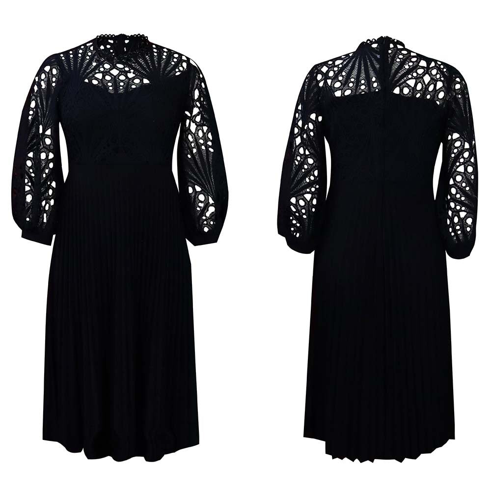 European and american women's clothing  summer new arrival: elegant lace patchwork, pleated, hollow-out, sexy plus size african dress - export quality