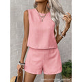 Xibo women's clothing  summer new collection: women's solid color minimalist fashion casual sleeveless top and shorts set