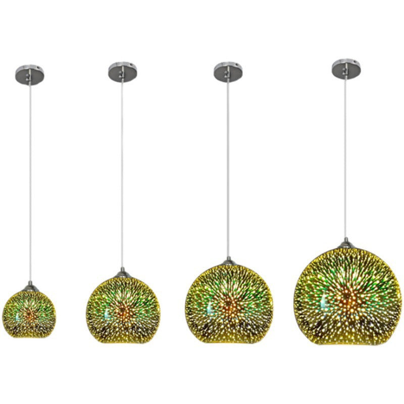 Creative personality LED color 3D glass chandelier Nordic post-modern simple catering store restaurant bedroom lighting