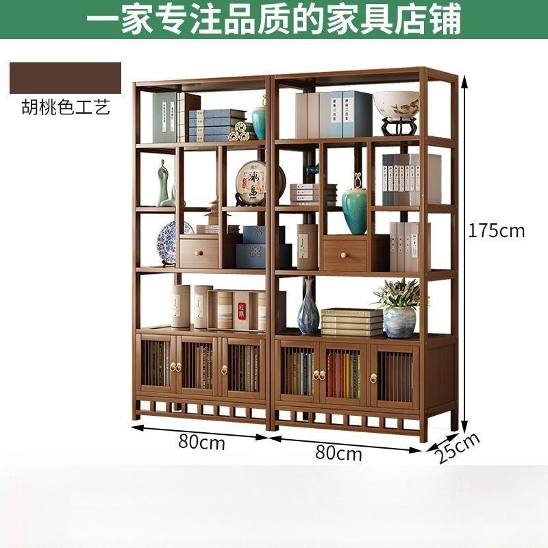 New chinoiserie bogu rack non-solid wood tea cabinet rack living room storage rack multi-layer display rack tea rack rack bamboo