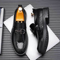 Business formal leather shoes for men live broadcast hand-grabbed patterned feet british slip-on casual groom wedding suit shoes