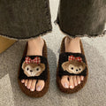 Cartoon cute lambswool slippers women's new autumn/winter korean style comfortable home anti-slip cotton slippers women's outdoor wear
